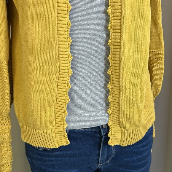 Boden Sleeve Detail Knitted Cardigan Butter Yellow Sweater Crochet Mid Hip Sz 4 - Picture 6 of 13